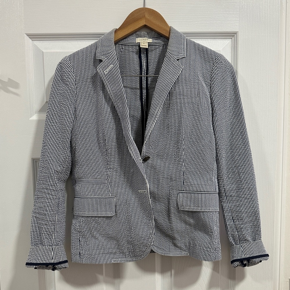 striped j crew blazer